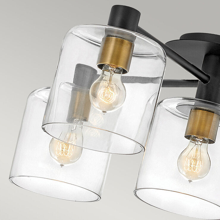Quintiesse 5-light chandelier black and heritage brass - British product