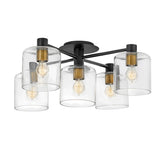 Costco UK Quintiesse Axel 5 Light Ceiling Light in Black with Heritage Brass Accents 80.8 cm- Buy online at McGrocer