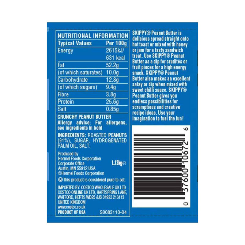 Skippy extra crunchy super crunch peanut butter 1.13kg (British brand)