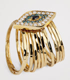 Jacquie Aiche yellow gold and diamond evil eye ring, imported from the UK