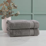 Costco UK Grandeur 100% Cotton Grey Bath Towels 2 Pack- Buy online at McGrocer