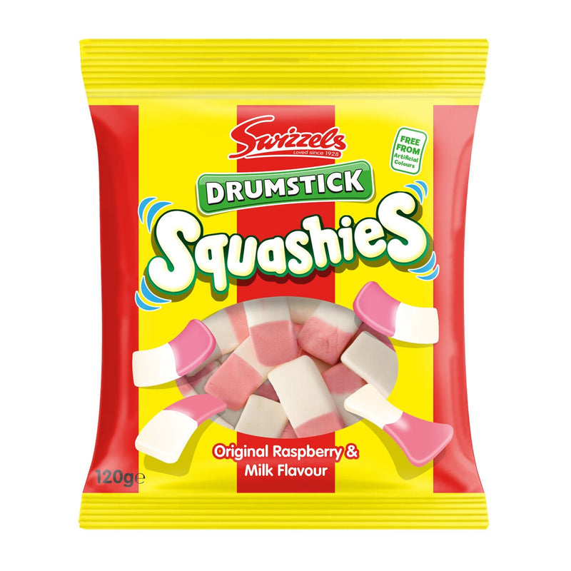 Swizzles Drumstick Squashies Raspberry Milk 12 x 120g (British brand)