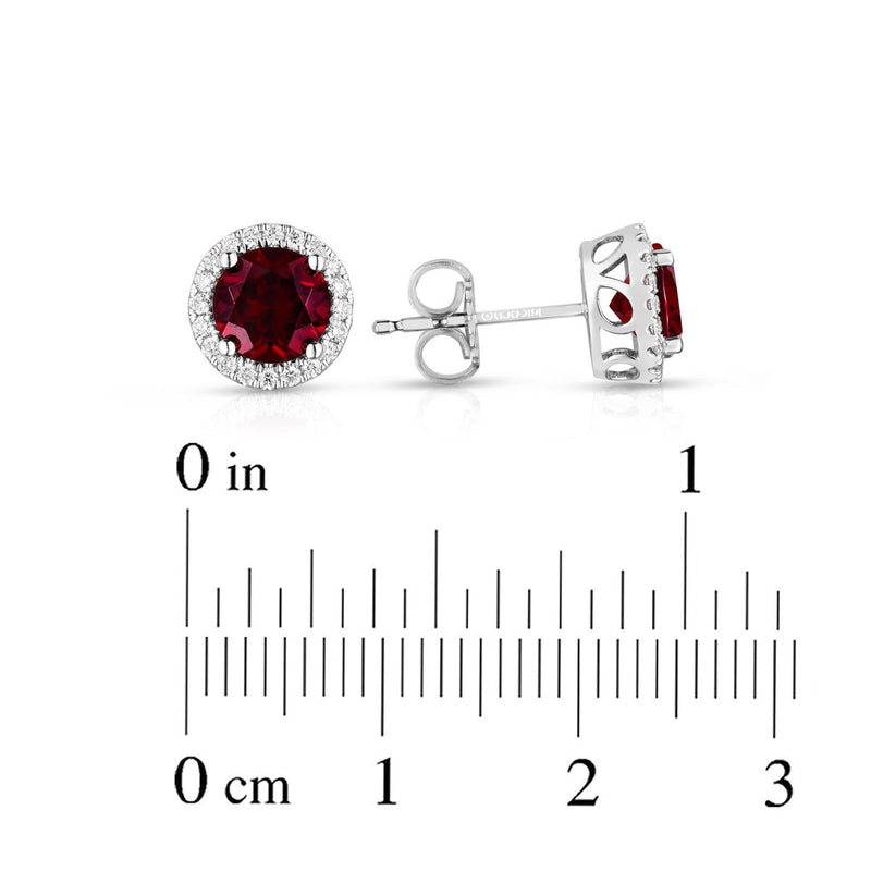 Costco Granat- und Diamantohrringe 14 Karat Weißgold, importiert aus dem Vereinigten Königreich