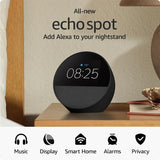 Amazon Echo Spot 2024 smart alarm clock black, imported from the UK