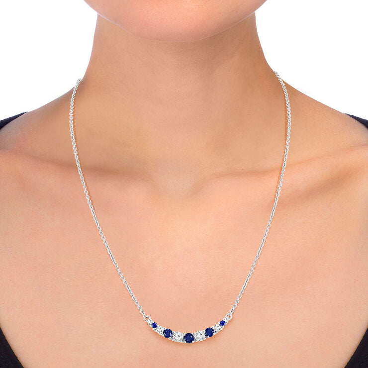 Costco blue sapphire diamond necklace 14ct white gold (British brand)
