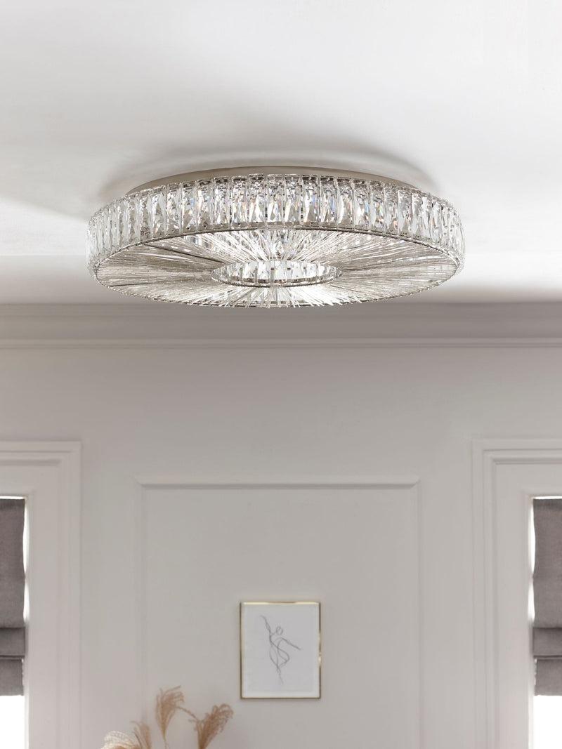 Clear Aria flush fitting ceiling light with hand-polished glass, imported from the UK