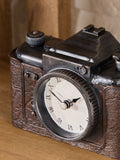 Black vintage camera mantel clock 10.5cm - British product