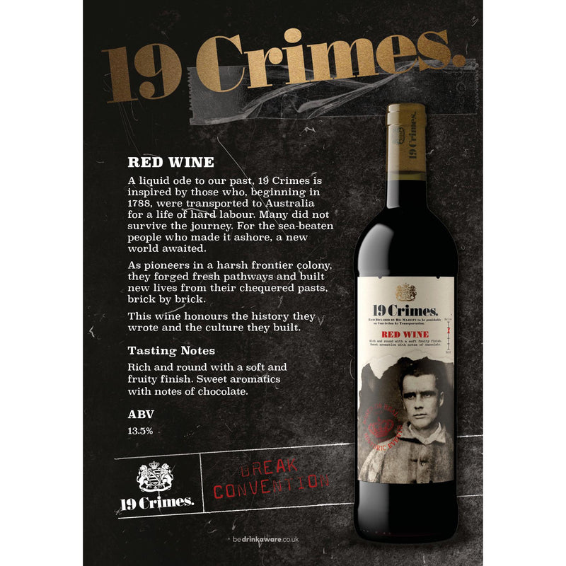 19 Crimes red wine blend 75cl - British product