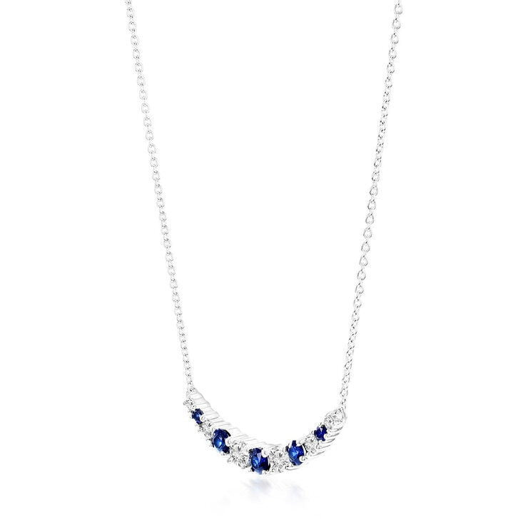 Costco blue sapphire diamond necklace 14ct white gold (British brand)