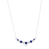 Costco UK Round Cut Blue Sapphire & 0.37ctw Diamond Necklace in 14ct White Gold, 18 Inch Chain- Buy online at McGrocer
