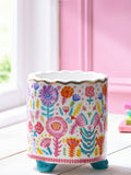 Lucy Tiffney multi floral footed plant pot 14cm, UK version