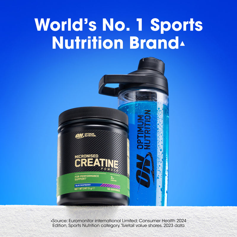 Optimum Nutrition creatine monohydrate blue raspberry powder 360g, UK version
