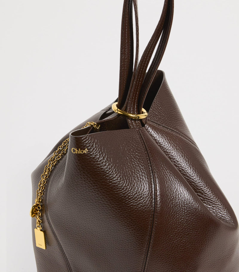 Chloé medium calfskin spin tote bag leather, UK version