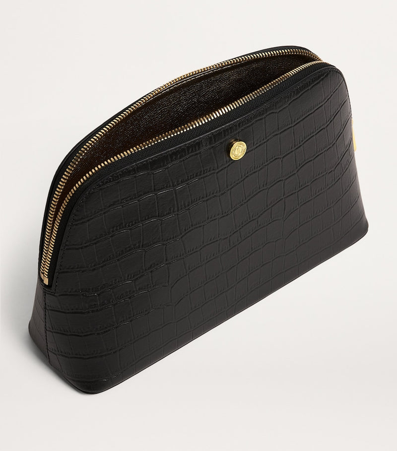 Harrods large croc-embossed leather cosmetics bag (British brand)
