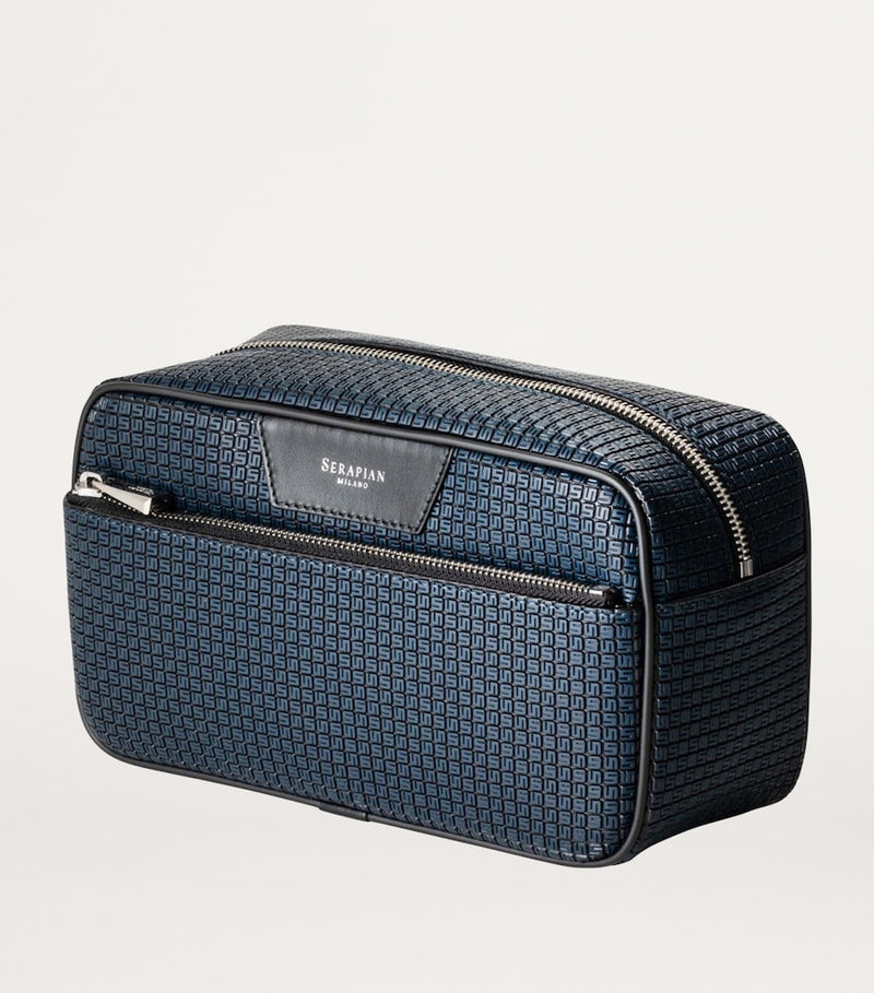 Serapian coated canvas-leather wash bag (British brand)