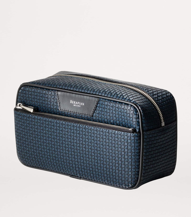 Serapian coated canvas-leather wash bag (British brand)