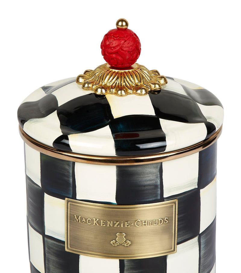 MacKenzie-Childs small enamel canister Courtly Check, UK version