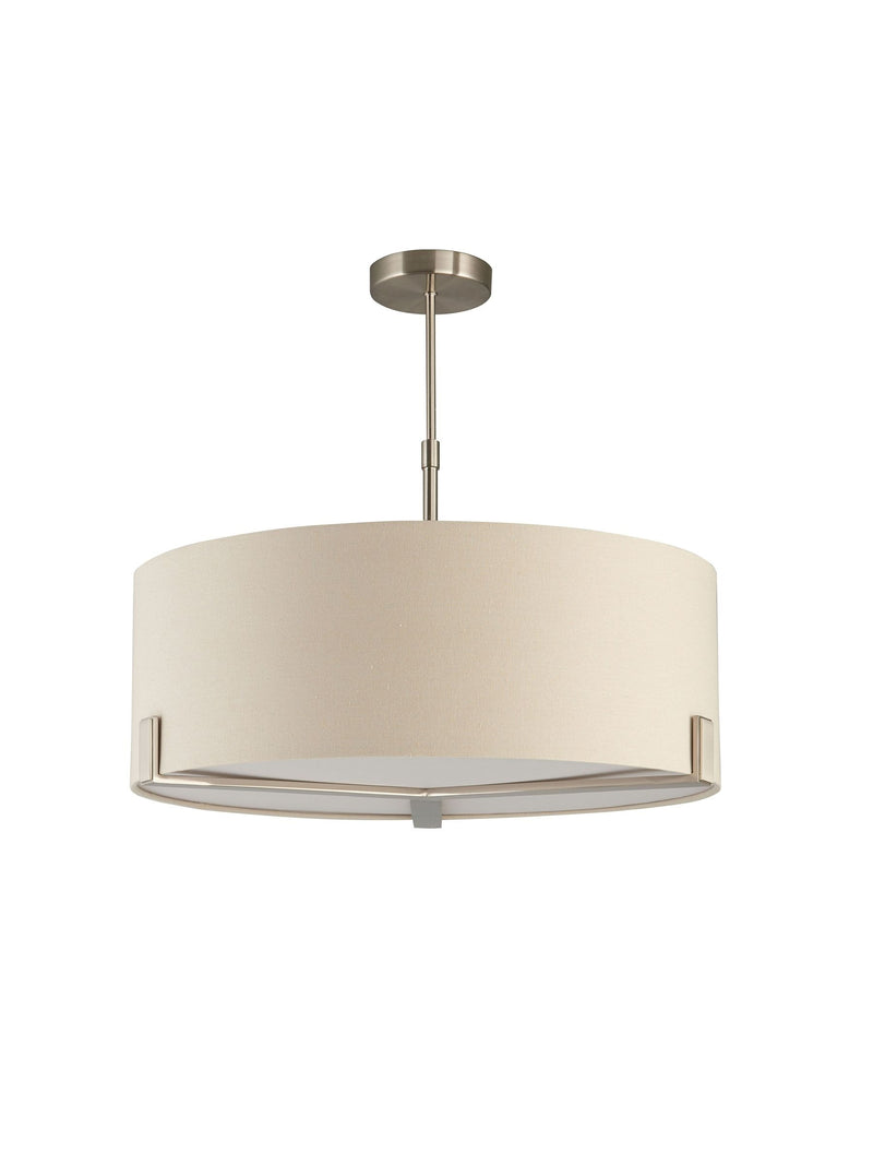 Gallery satin nickel pendant ceiling light with grey shade, UK version