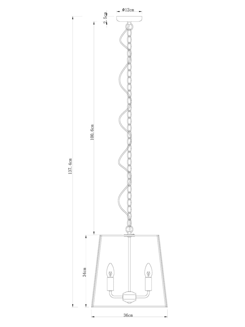 Lustre plafonnier Warwick 4 en nickel, importé du Royaume-Uni