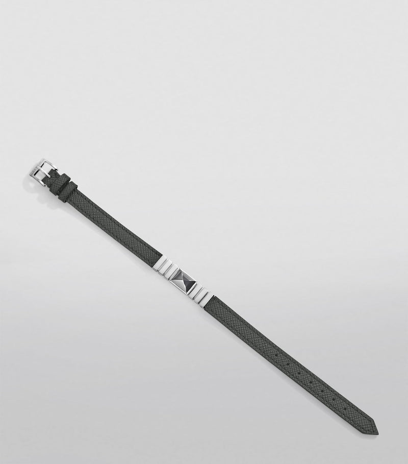 Marli New York white gold and saffiano leather UNII bracelet, UK version