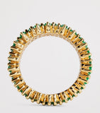 Suzanne Kalan eternity ring with baguette emeralds and yellow gold - British product