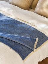 Next Garden Trading Stockwell Herringbone Wool Throw Cove Blue 130x170cm- Buy online at McGrocer