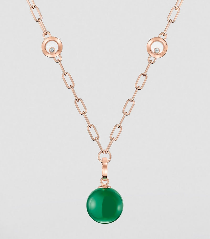 Chopard Happy Diamonds Planet necklace rose gold and green agate, UK version