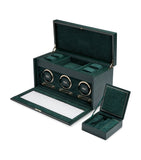 WOLF triple watch winder British Racing Green vegan leather, imported from the UK