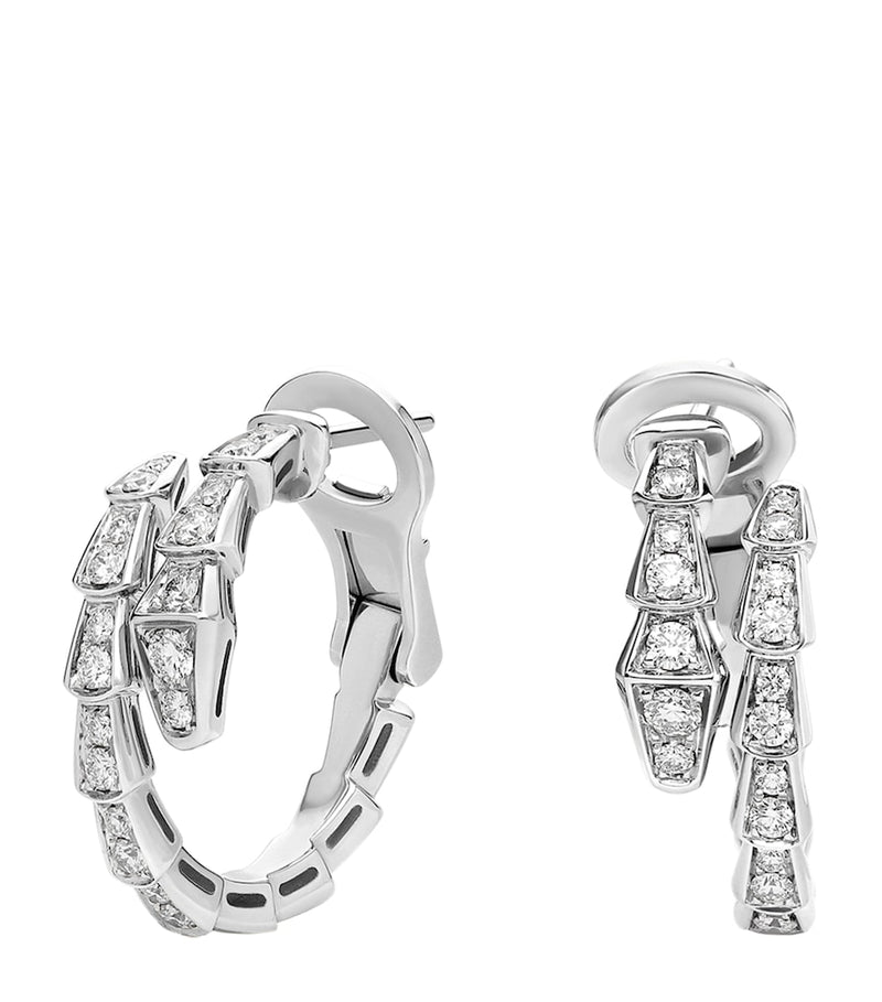 Bvlgari Serpenti Viper hoop earrings white gold diamonds, UK version