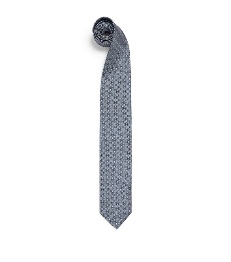 Eton silk geometric tie 8cm, imported from the UK