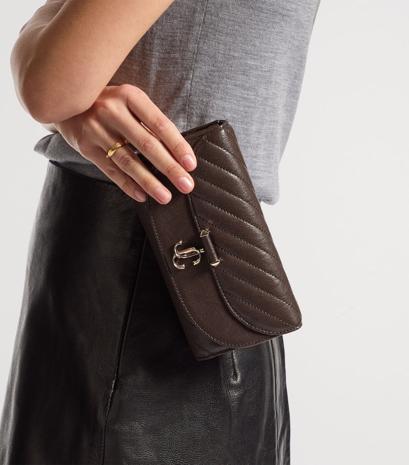 Jimmy Choo Curve wallet on chain lambskin bag (British brand)