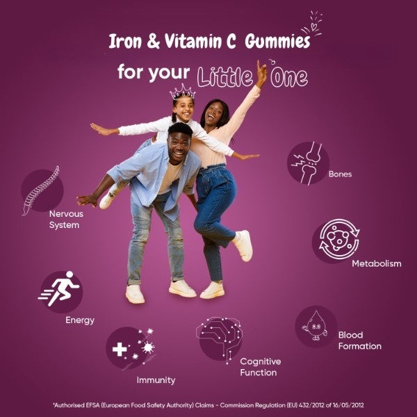 Maxmedix Iron & Vitamin C Gummies for Kids 120 Gummies, imported from the UK