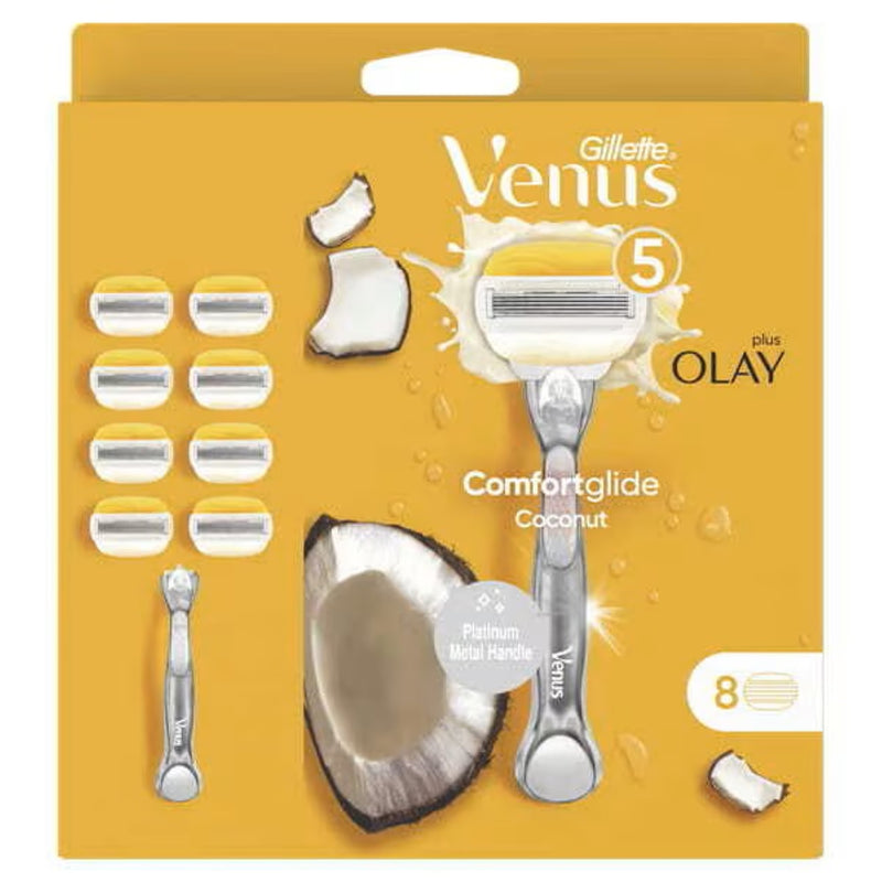 Venus ComfortGlide women's razor with coconut and Olay 8 blades (British brand)