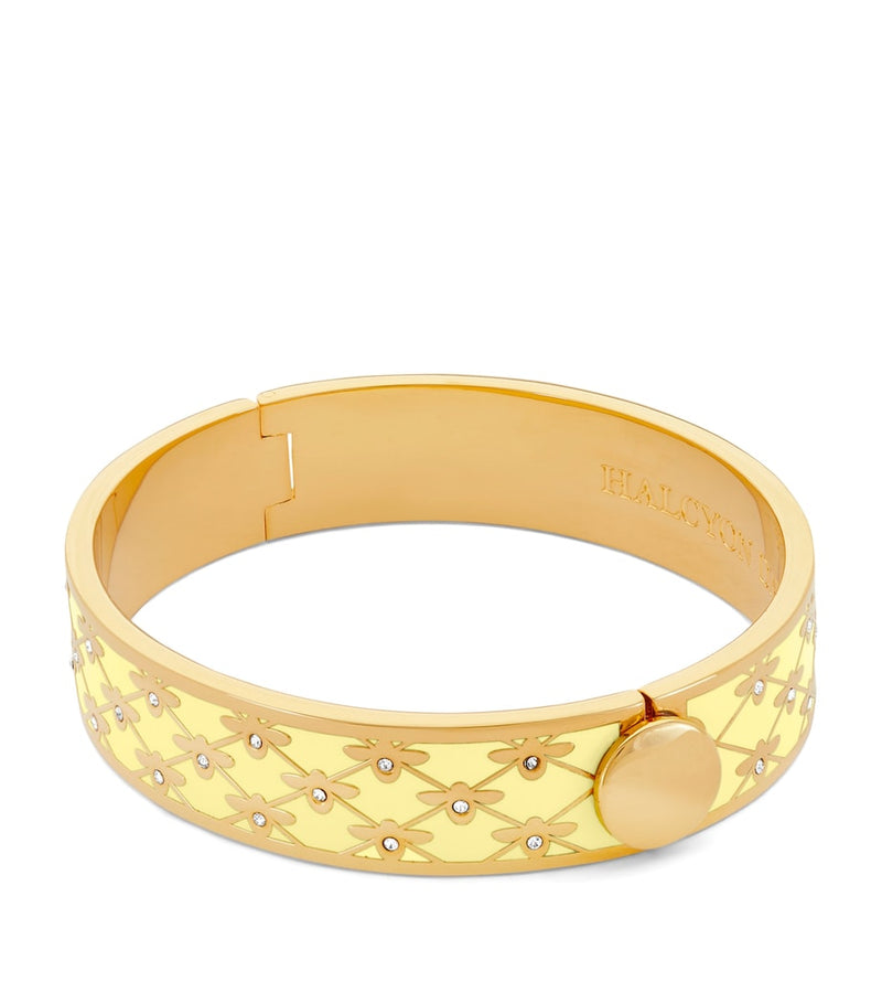 Halcyon Days gold-plated enamel bee sparkle bangle, imported from the UK