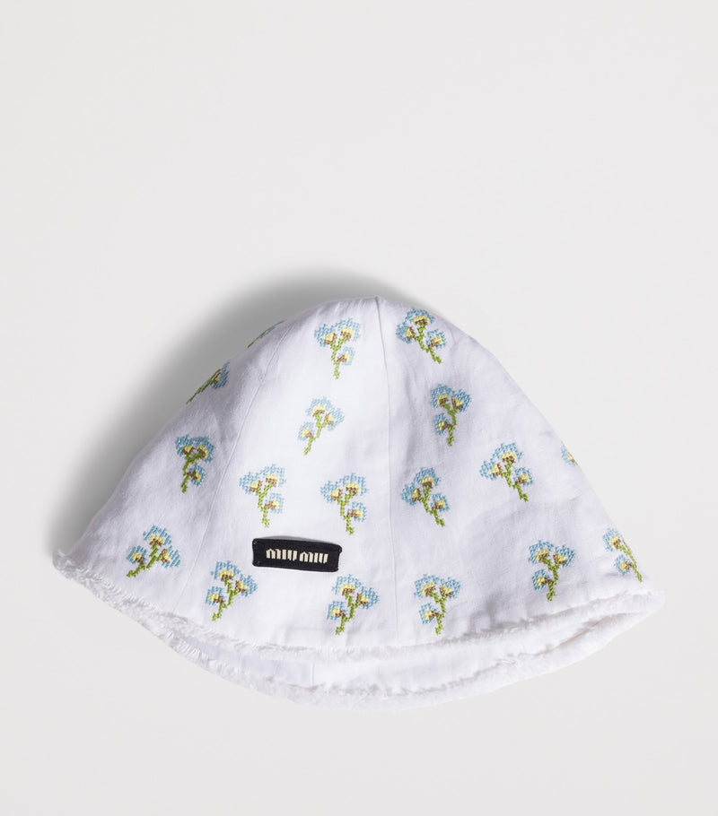 Miu Miu flax embroidered hat (British brand)