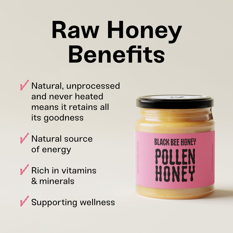 Black Bee honey with pollen spread 227g - British product