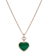 Harrods Chopard Rose Gold, Diamond and Malachite Happy Hearts Pendant Necklace- Buy online at McGrocer