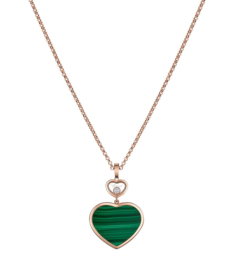 Chopard Happy Hearts rose gold malachite pendant necklace, imported from the UK