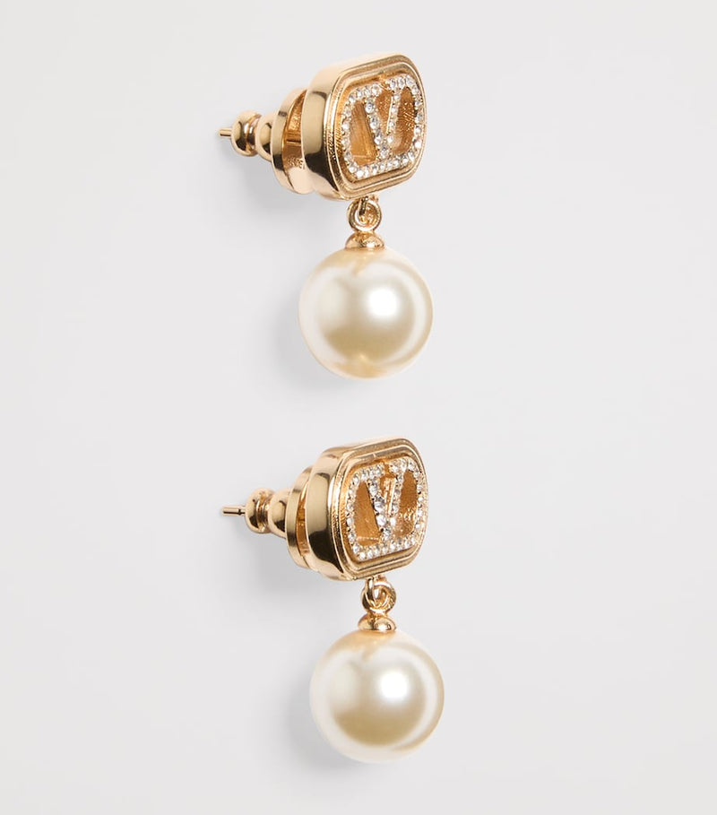Valentino Garavani Crystal Ovalette Logo Earrings - British product