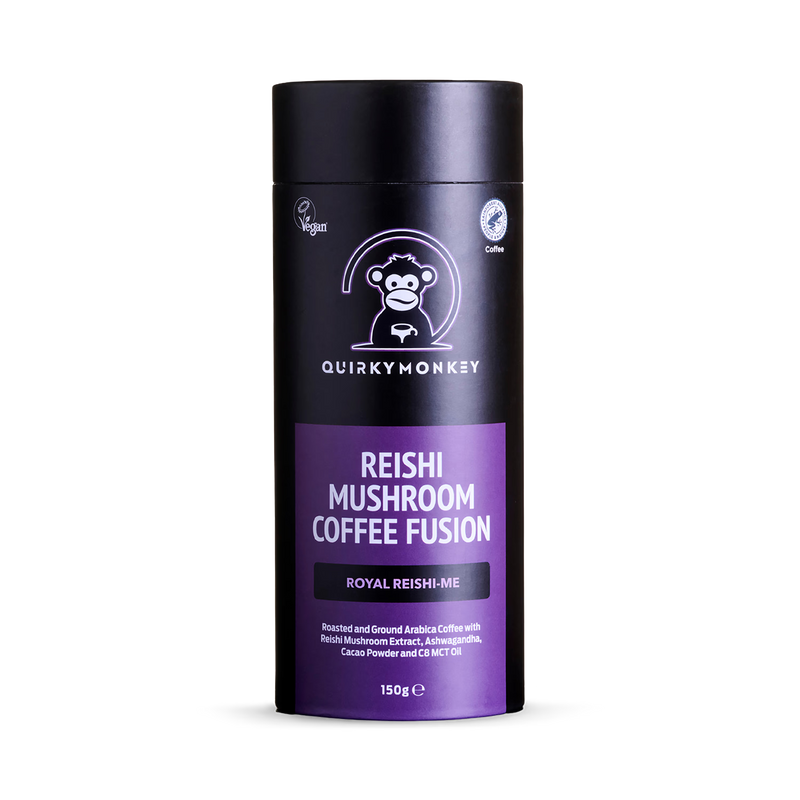 Quirky Monkey Reishi Mushroom Coffee Fusion 150g, imported from the UK
