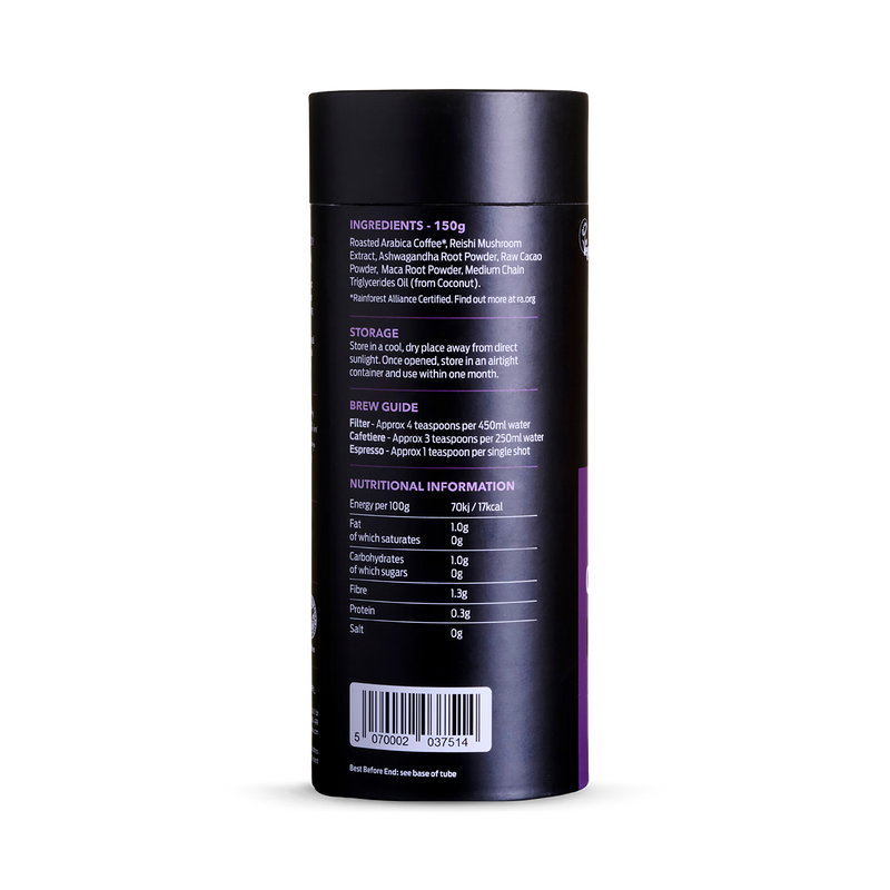 Quirky Monkey Reishi Mushroom Coffee Fusion 150g, imported from the UK