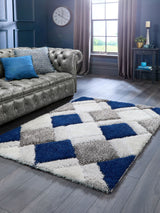 Next Origin Rugs Navy 3D GEO Shaggy Rug- Buy online at McGrocer