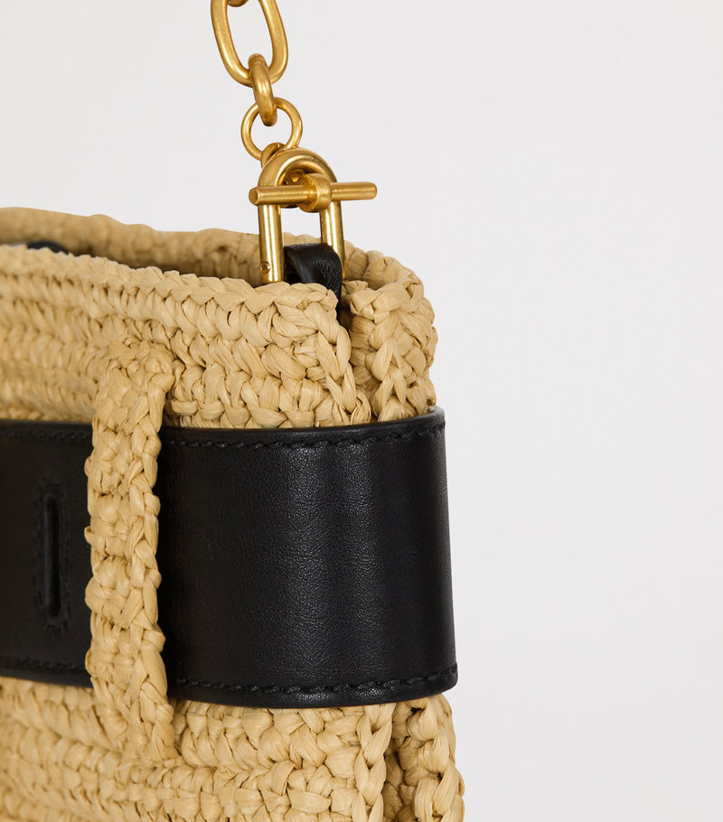 Balmain luxury faux raffia Anthem clutch bag, UK version