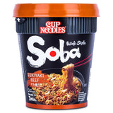 Nissin Wok Style Soba cup noodles Sukiyaki Beef, UK version