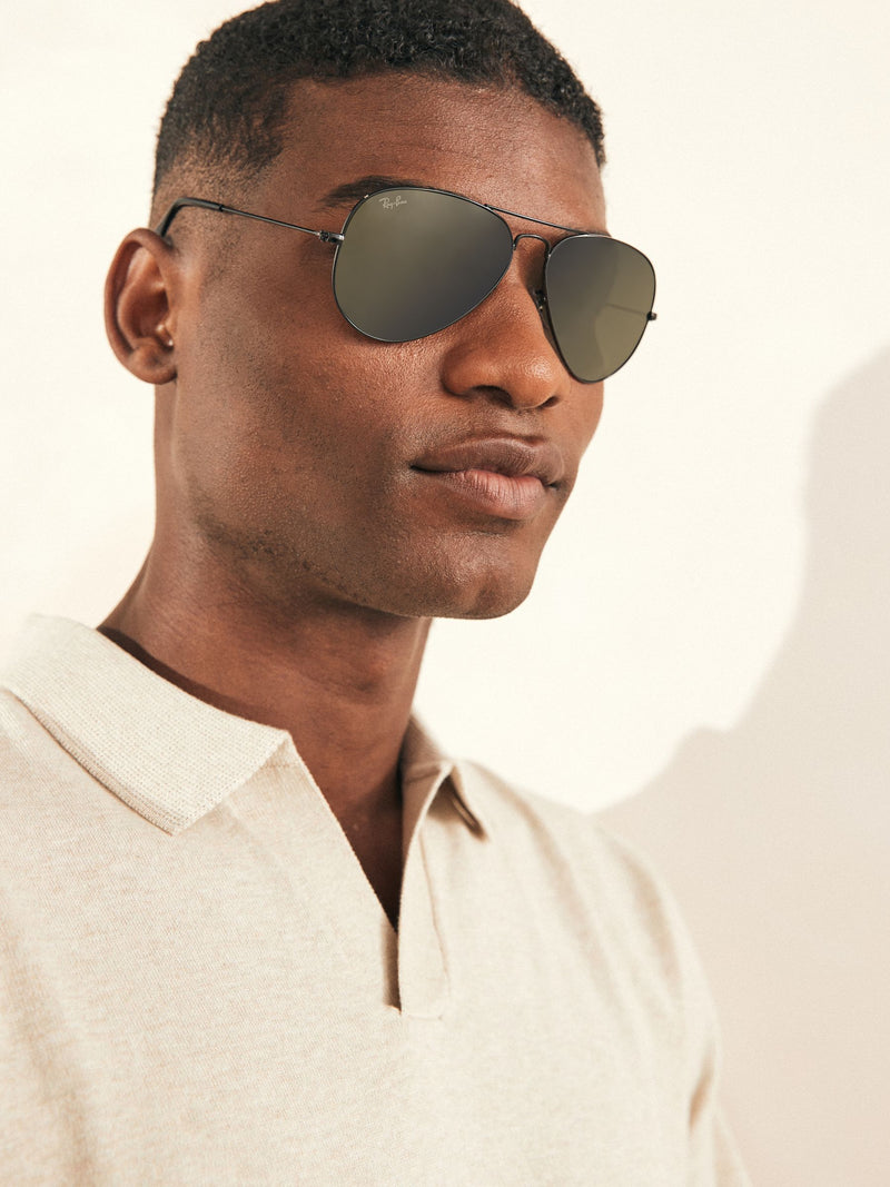 Ray-Ban Black Aviator Sunglasses Large (British brand)