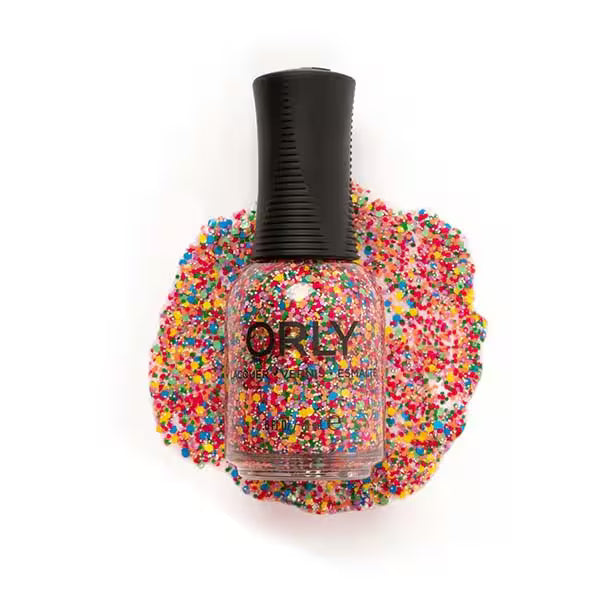 Orly Turn It Up Rainbow Confetti Polish 18ml, imported from the UK