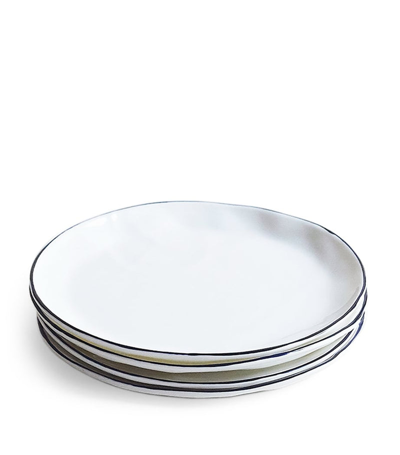 Set of 4 FELDSPAR cobalt blue cake plates, 16cm diameter - British product