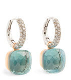 Pomellato Nudo topaz drop earrings in rose gold, imported from the UK