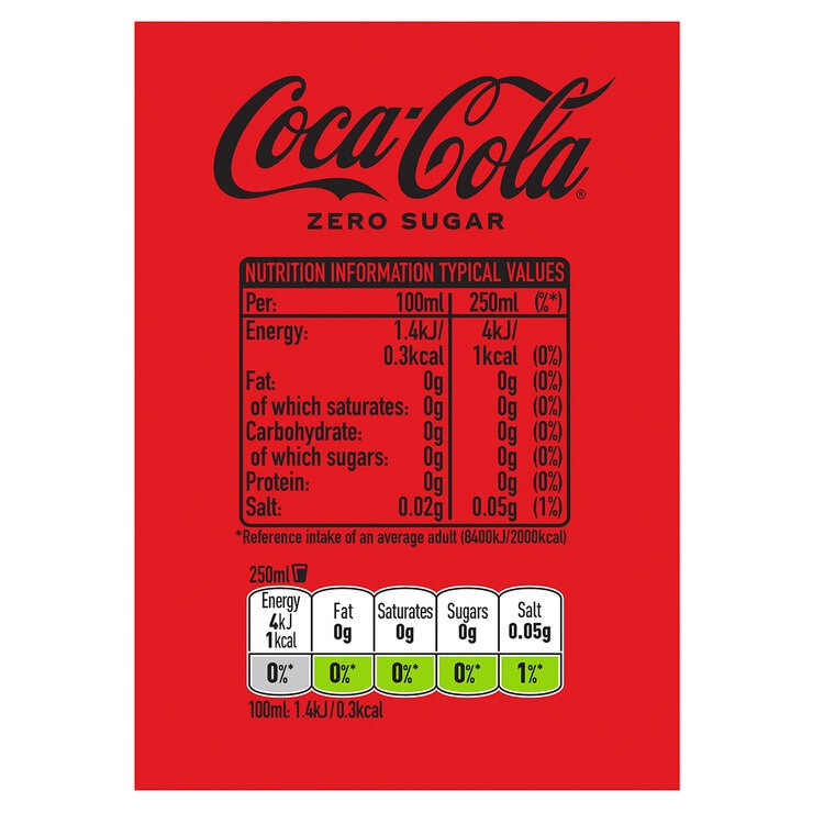 Coca Cola Zero Sugar cola 12 x 500ml - British product