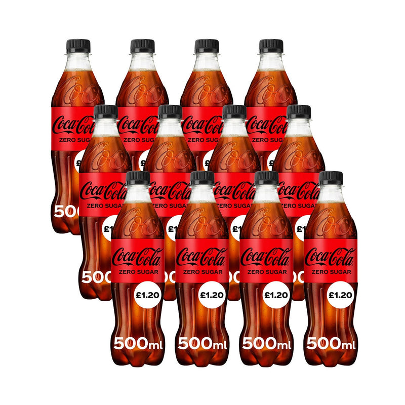 Coca Cola Zero Sugar cola 12 x 500ml - British product